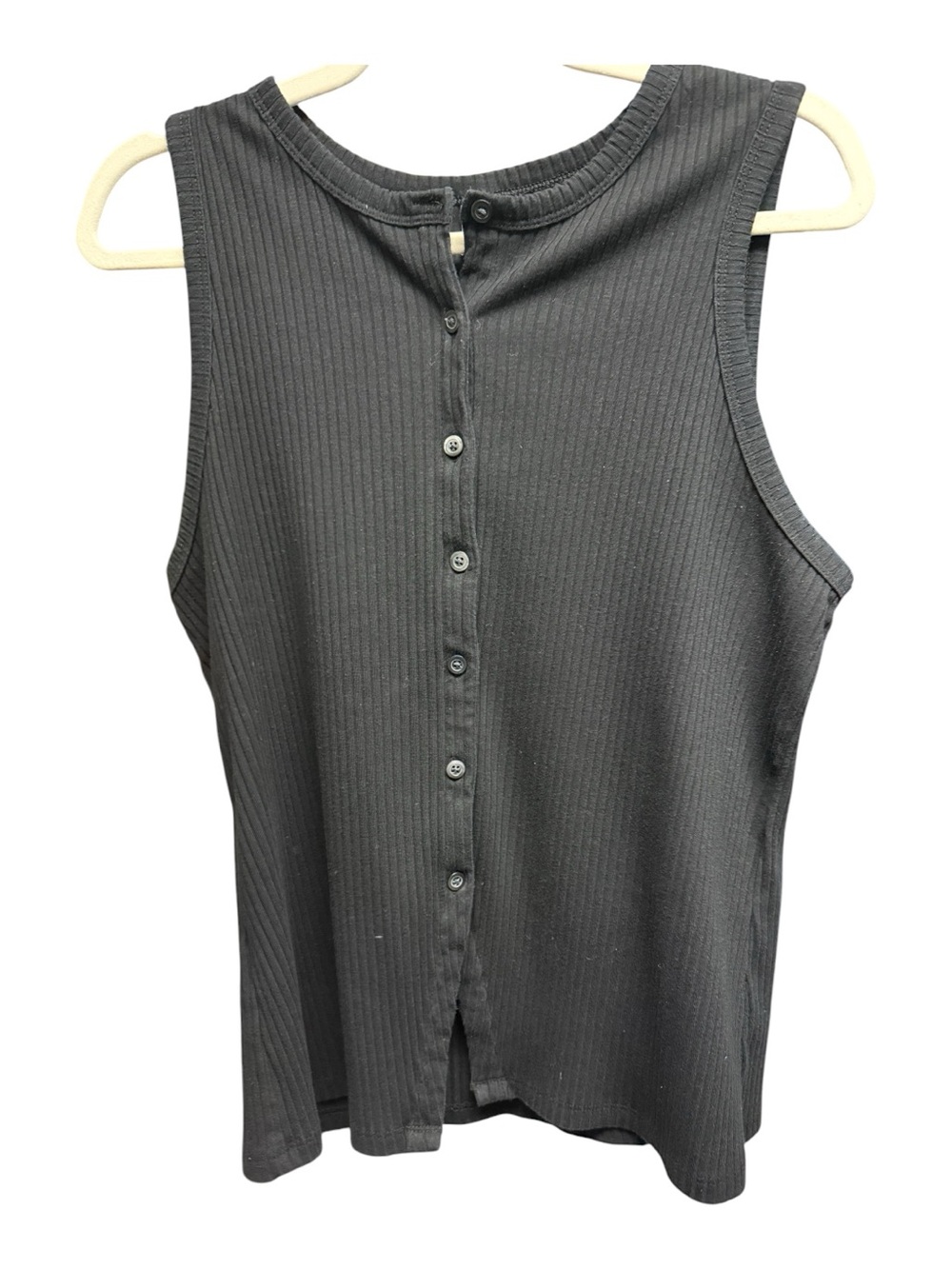 Old Navy Black Ribbed Button Front Tank Top Vest Capsule Summer Large